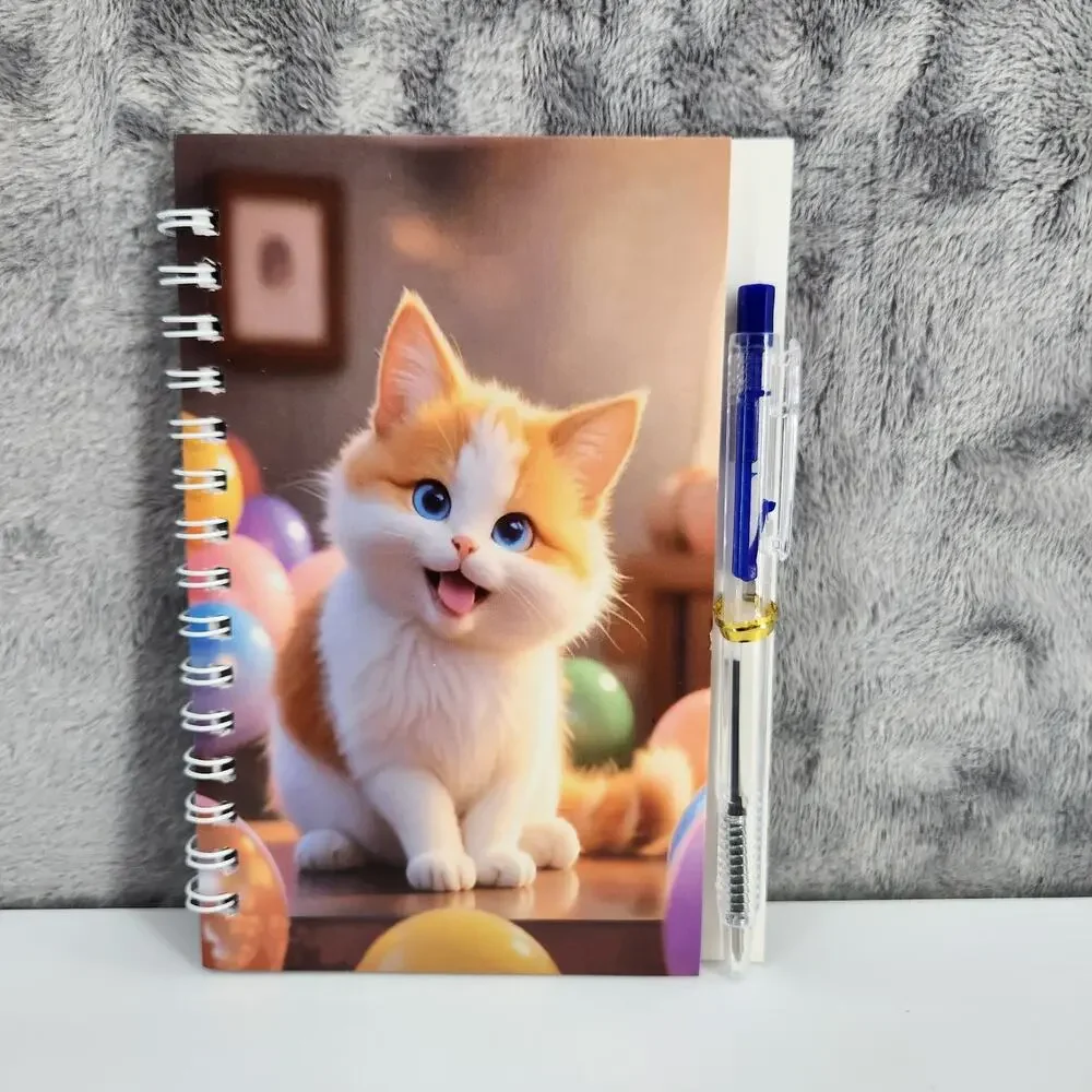 2 Spiral Pocket Notebook/Pen sets Kitty Designs 4x5.5